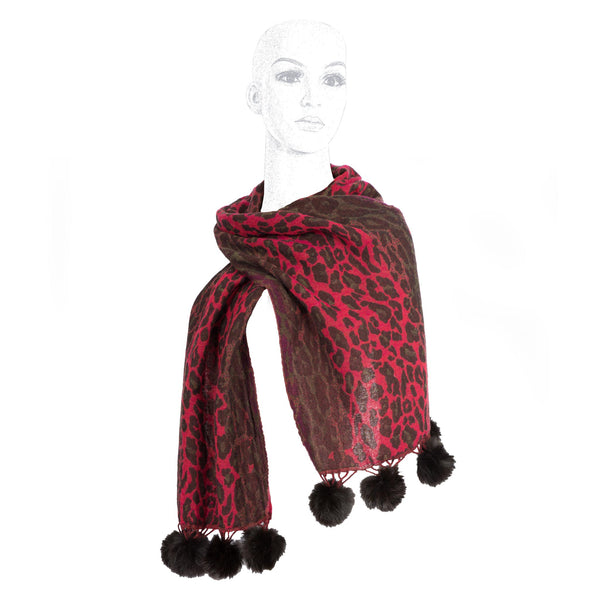Leopard print red wool scarf - Colour Cocoon
