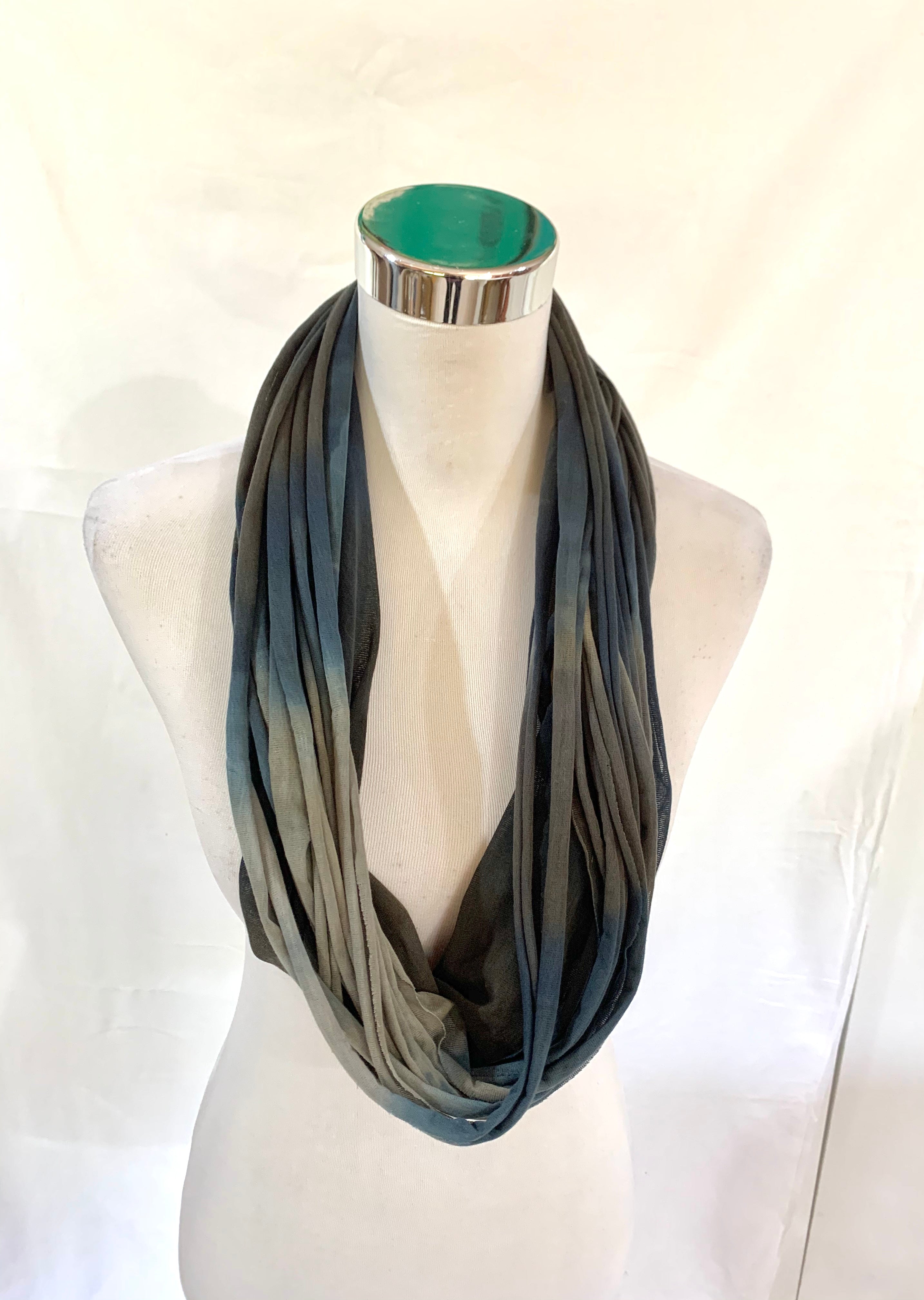 Grey infinity scarf, grey tie dye scarf,Spaghetti scarf, ring scarf, c -  Colour Cocoon