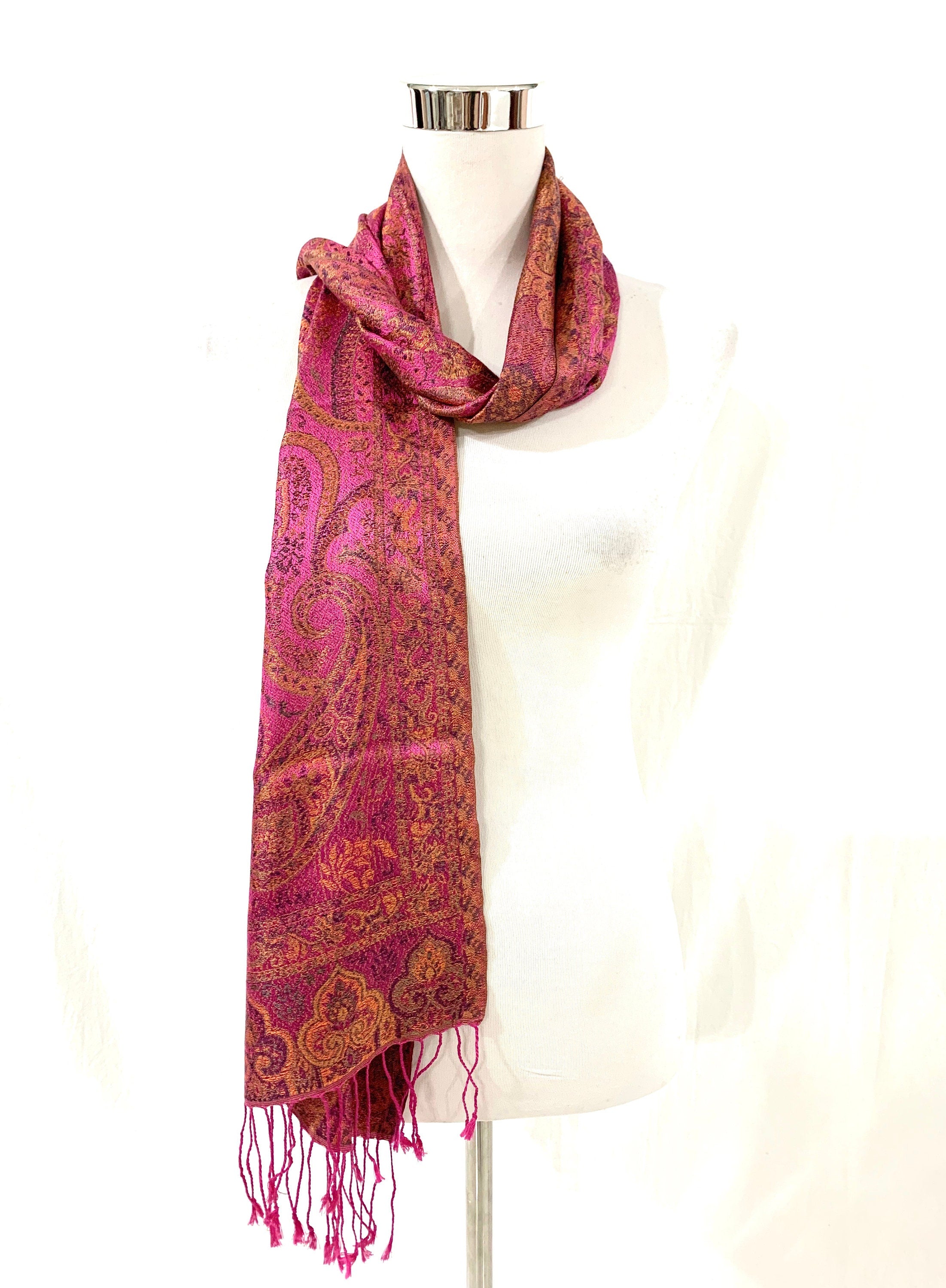 Silk Paisley Hot Pink Scarf - Colour Cocoon