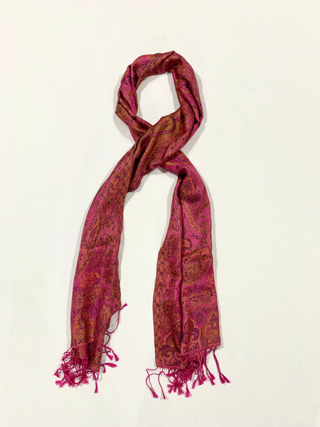CR Purple and Pink Paisley Silk Scarf