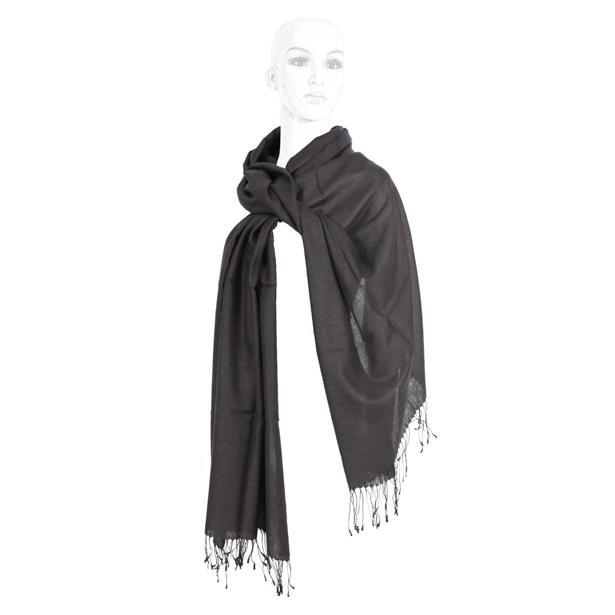 Striped Charcoal Shawl - Colour Cocoon