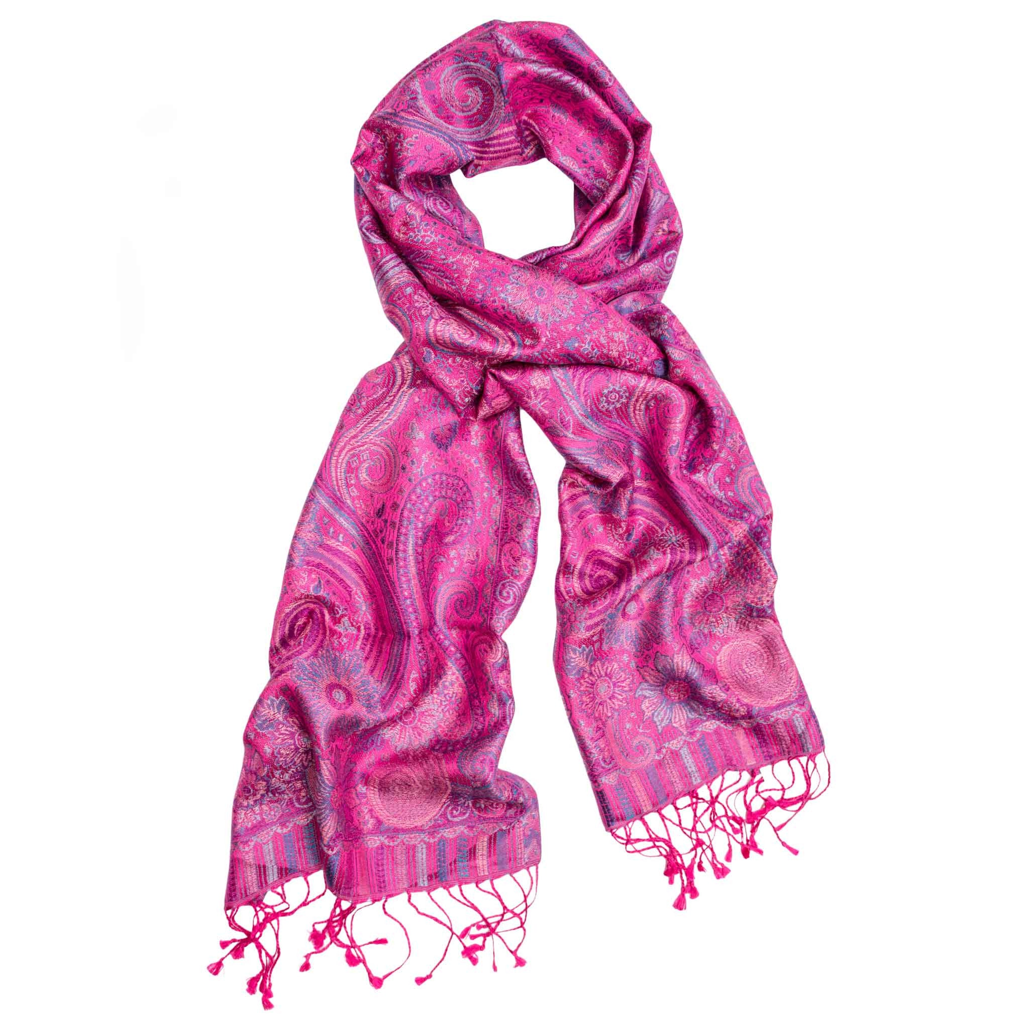 Silk Paisley Hot Pink Scarf - Colour Cocoon